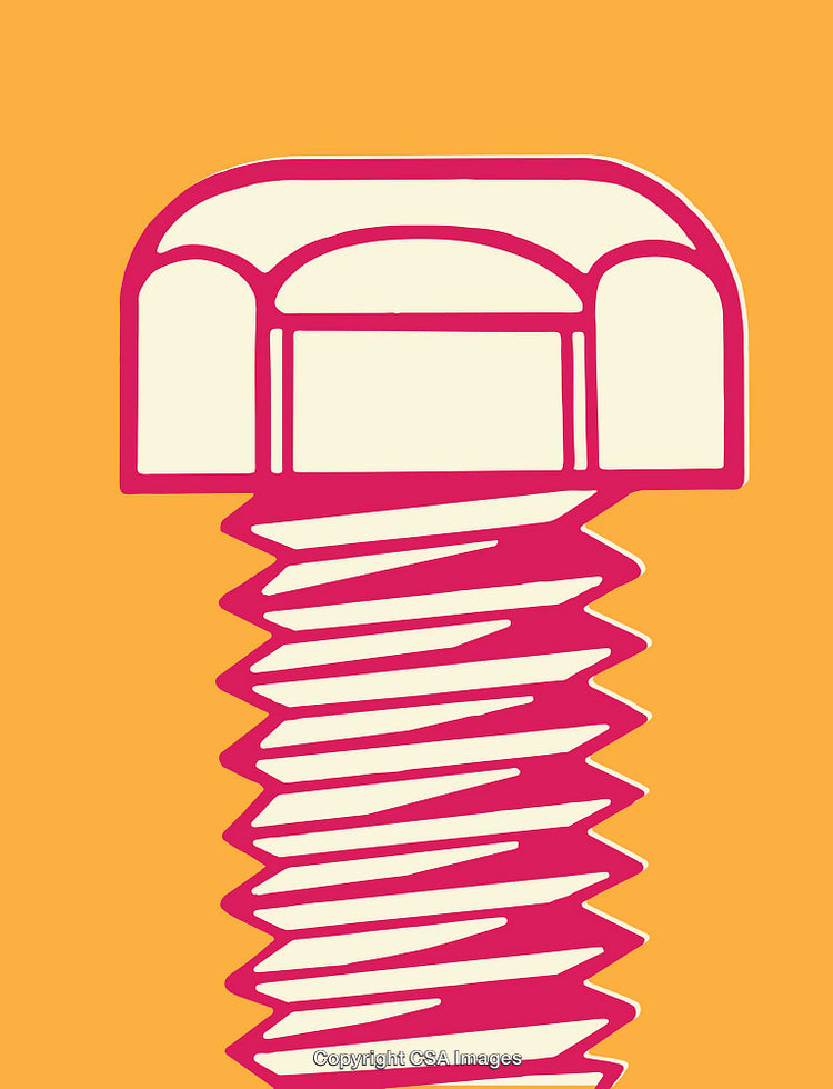 Vibrant Line Art of a Screw in a Minimalistic Style