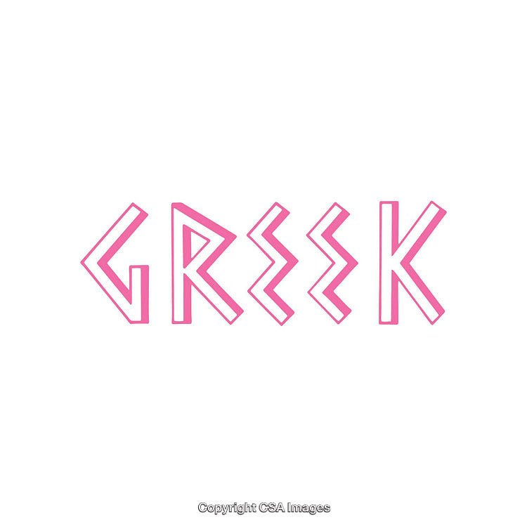 Bold Pink Greek Themed Text Design on White Background