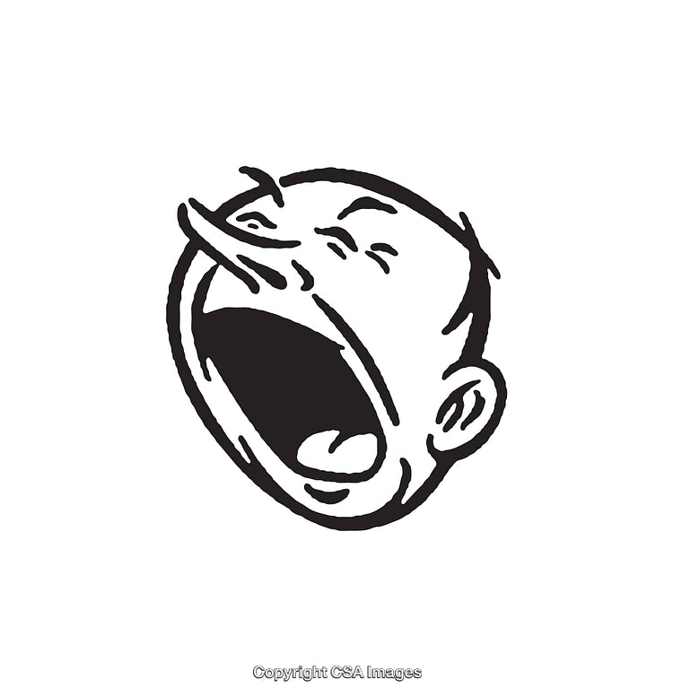 Retro Black and White Illustration of Shouting Character Face