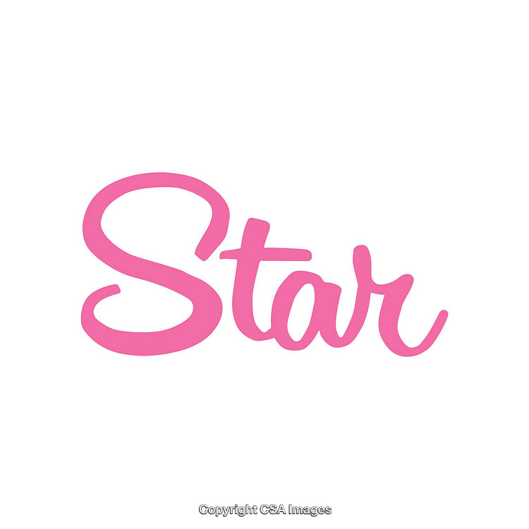 Stylized Pink Script Text Reading Star on White Background