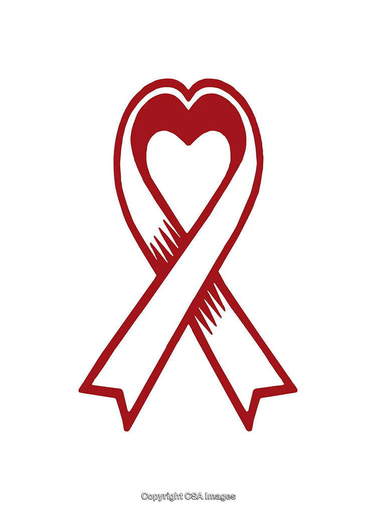 Heart-Shaped Ribbon Icon Representing Love and Support in Red Design