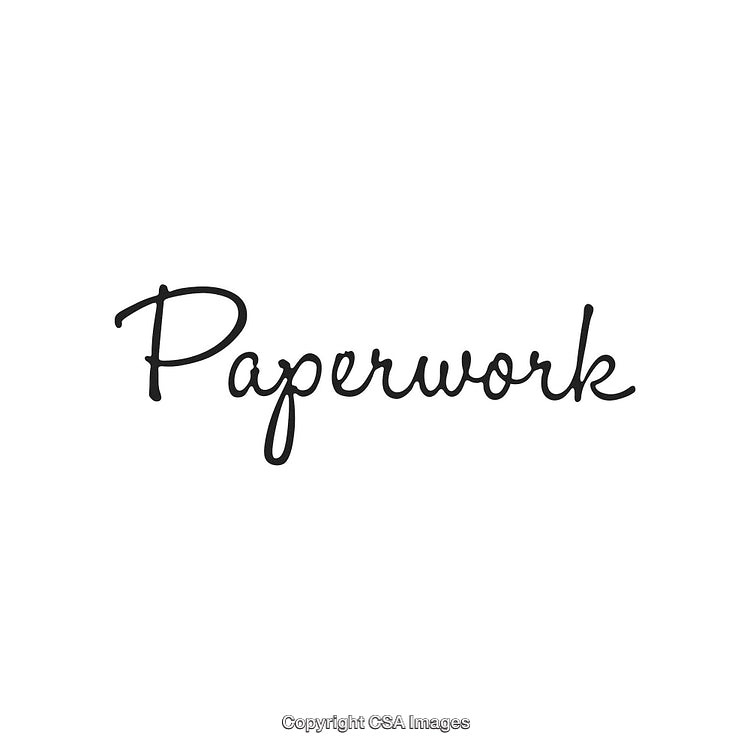Elegant Handwritten Typography of the Word Paperwork on White Background