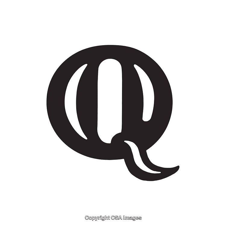 Bold Black Letter Q with Unique Artistic Tail Design