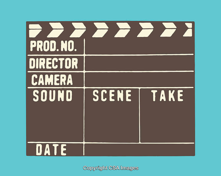 Illustration of a Movie Clapperboard on a Blue Background