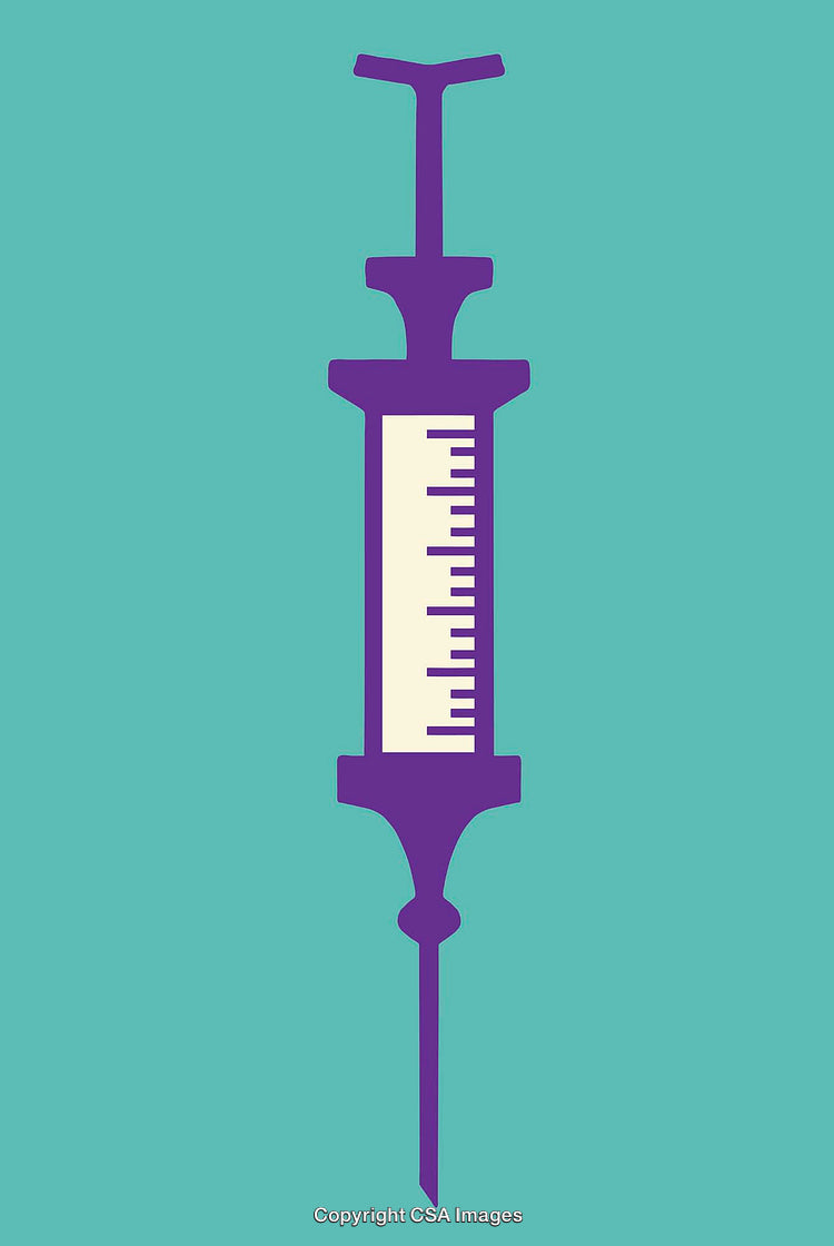 Vibrant Syringe Illustration in Purple and Teal for Medical Concepts