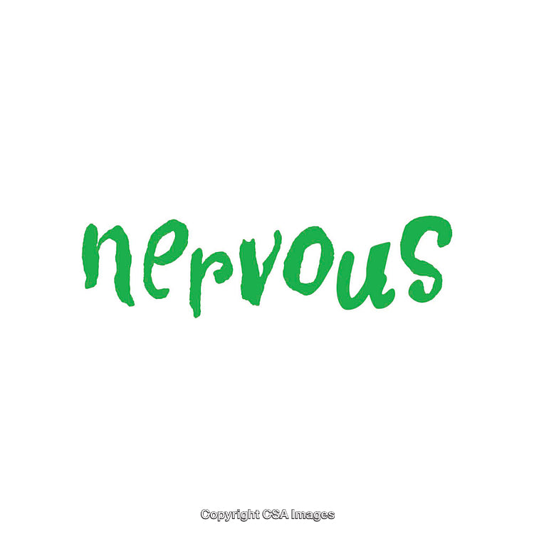 Green Handwritten Nervous Text on a White Background