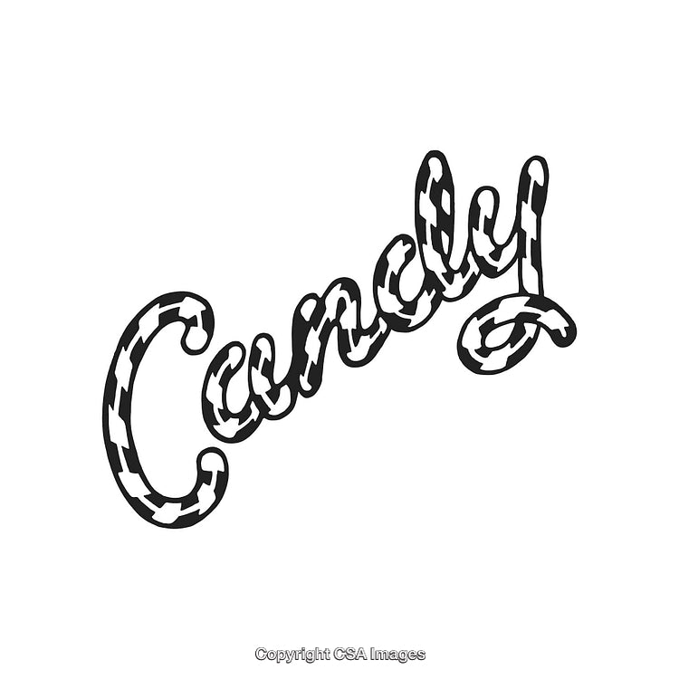 Black And White Decorative Candy Text With Unique Patterned Style