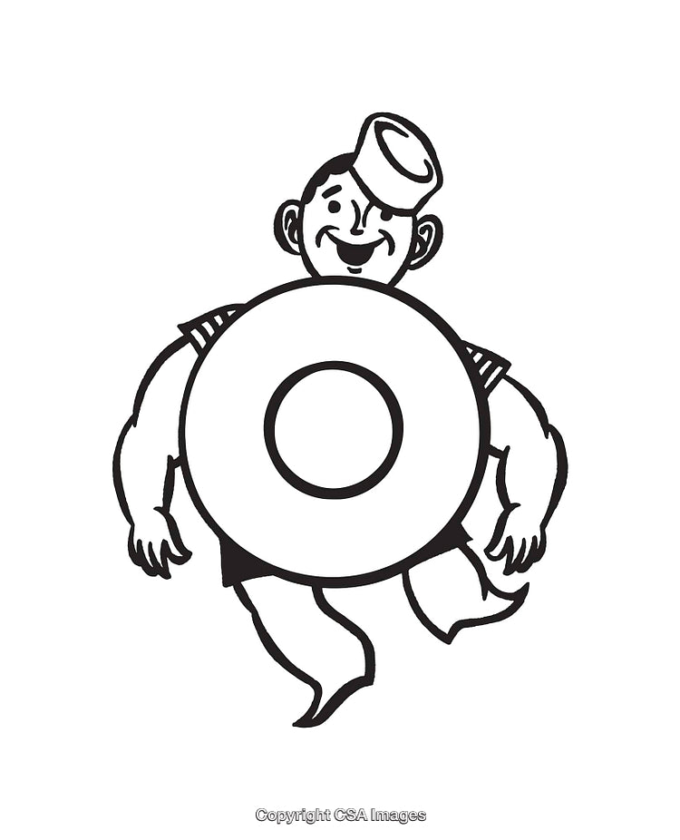 Playful Black and White Illustration of a Sailor Character