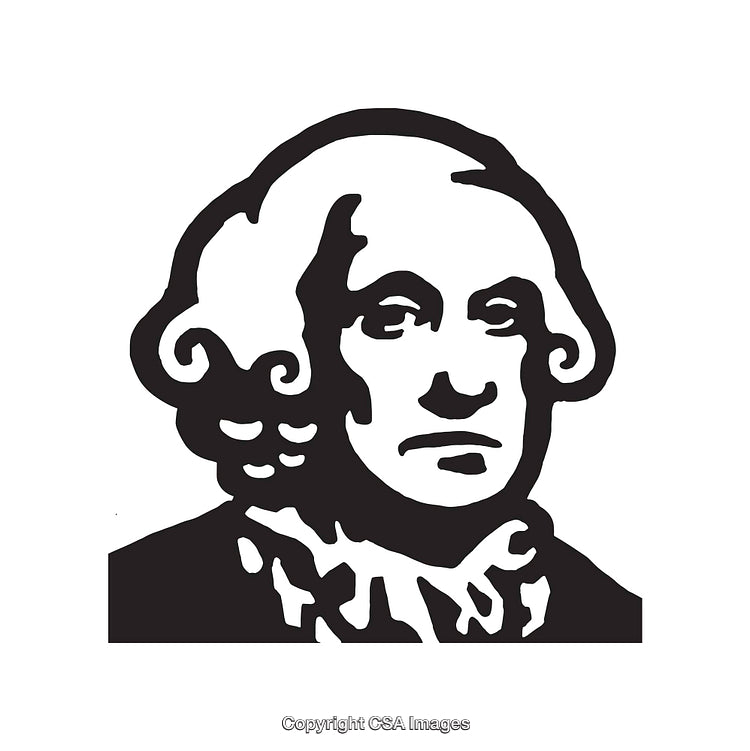 Black And White Line Art Illustration of Classic Historical Portrait