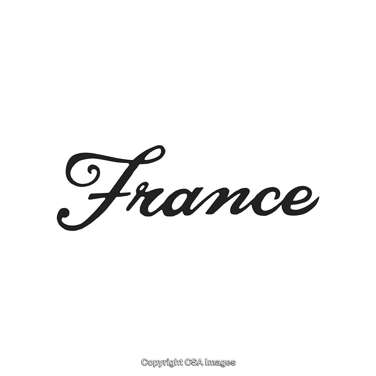 Elegant Script Typography Featuring the Word France in Black on White Background