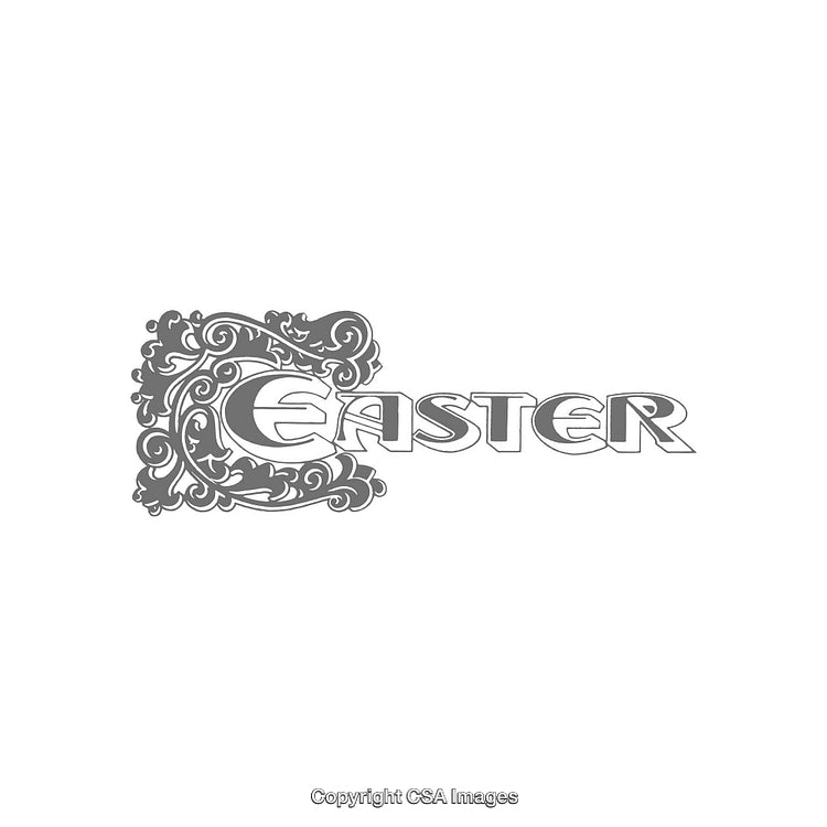 Elegant Monochrome Easter Text with Decorative Design Elements