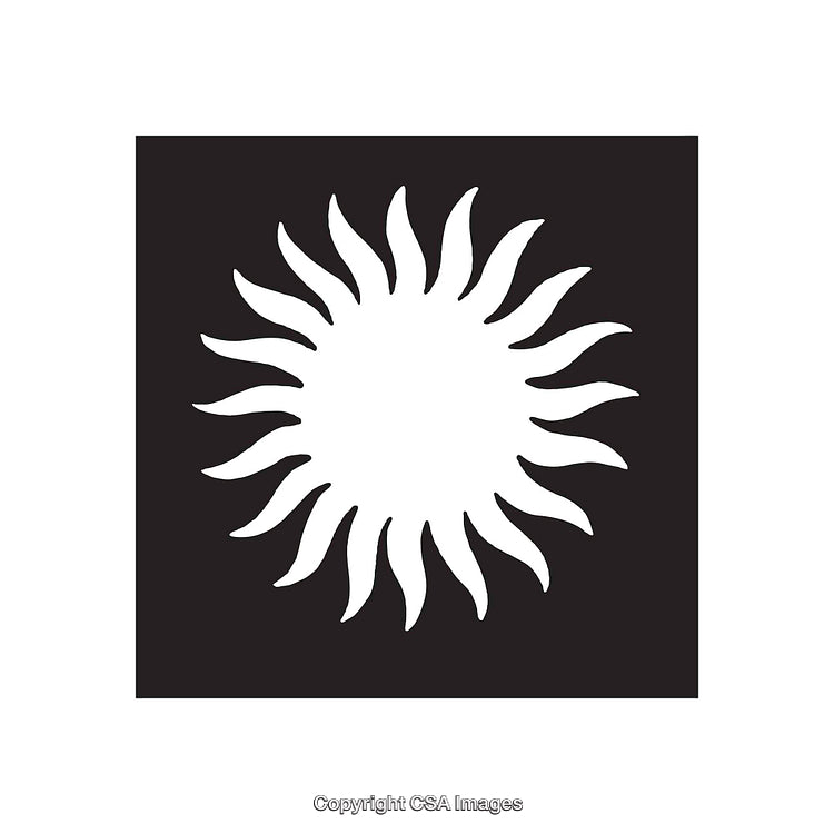 Abstract Sun Symbol Design in Black and White Dingbat Style