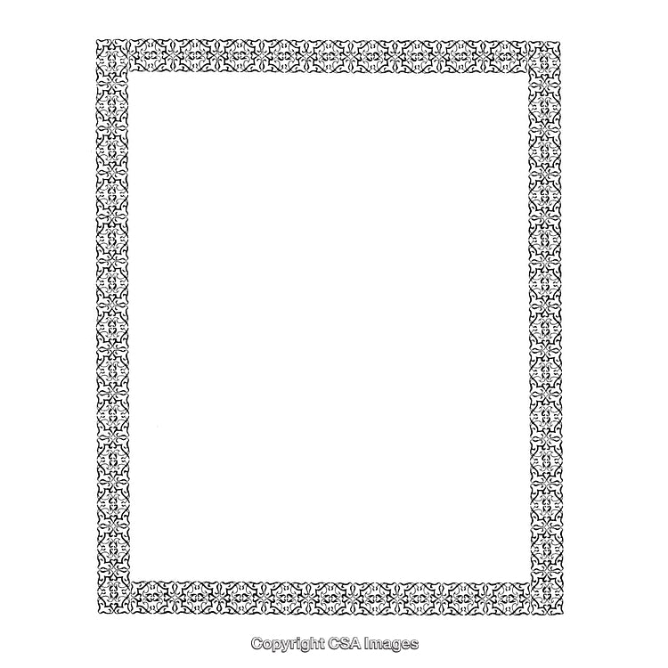Detailed Black and White Decorative Frame Border Design on White Background