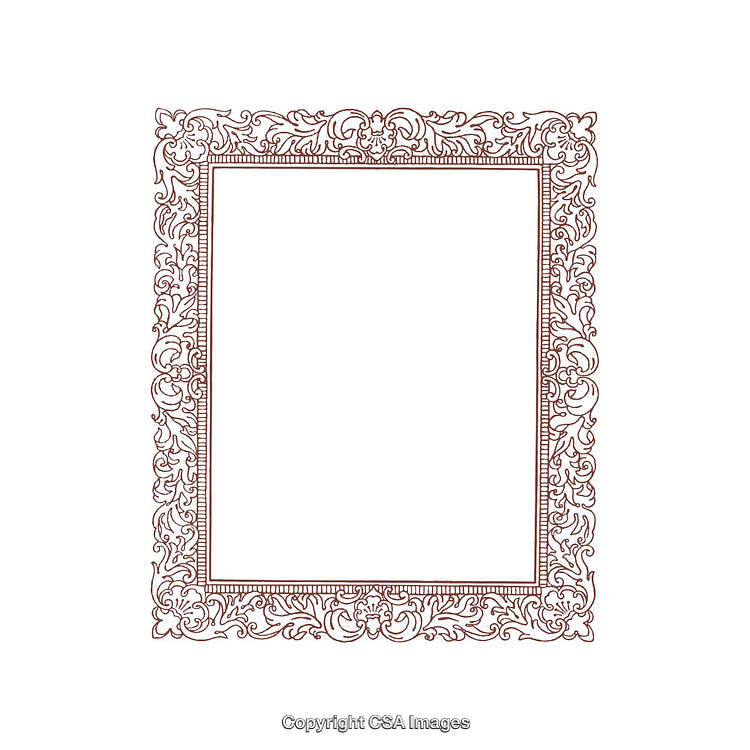 Intricate Decorative Vintage Frame with Ornate Flourish Design on White Background