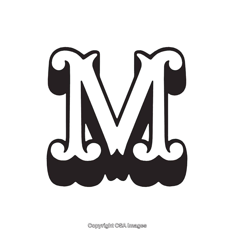 Intricately Designed Letter M in Classic Ornamental Style