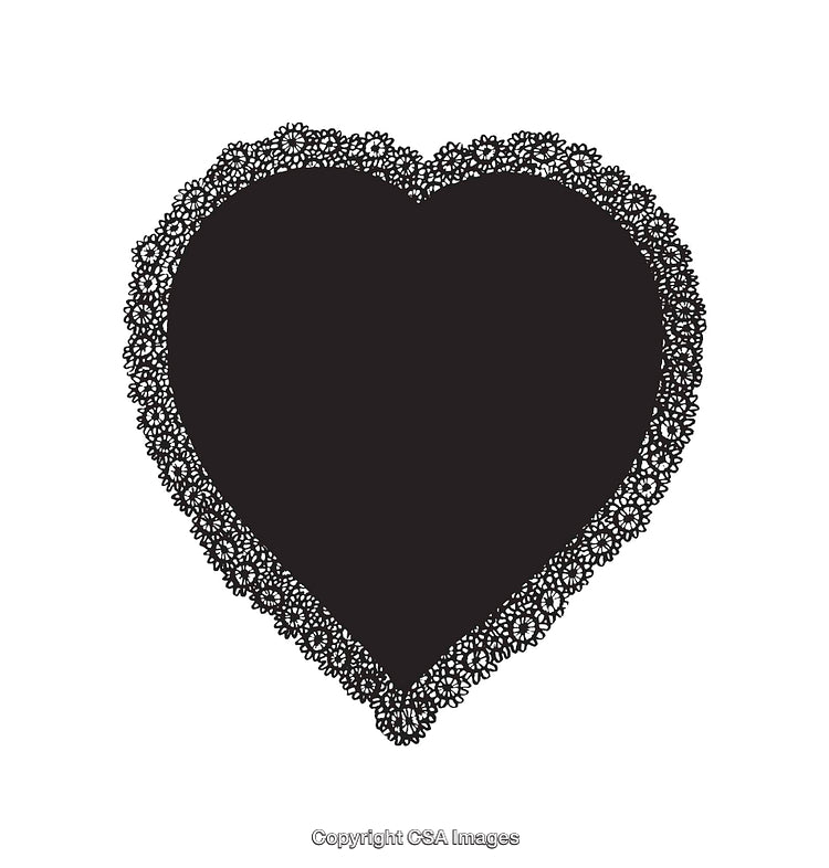 Heart-Shaped Lace Design Illustration with Floral Decorative Border