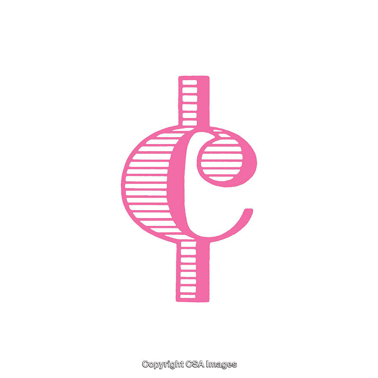 Pink Stylized Cent Symbol on a Minimal White Background