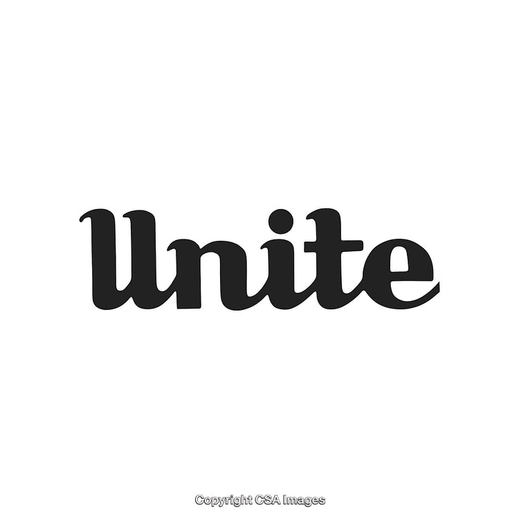 Stylized Unite Typography Design With Bold Font on White Background