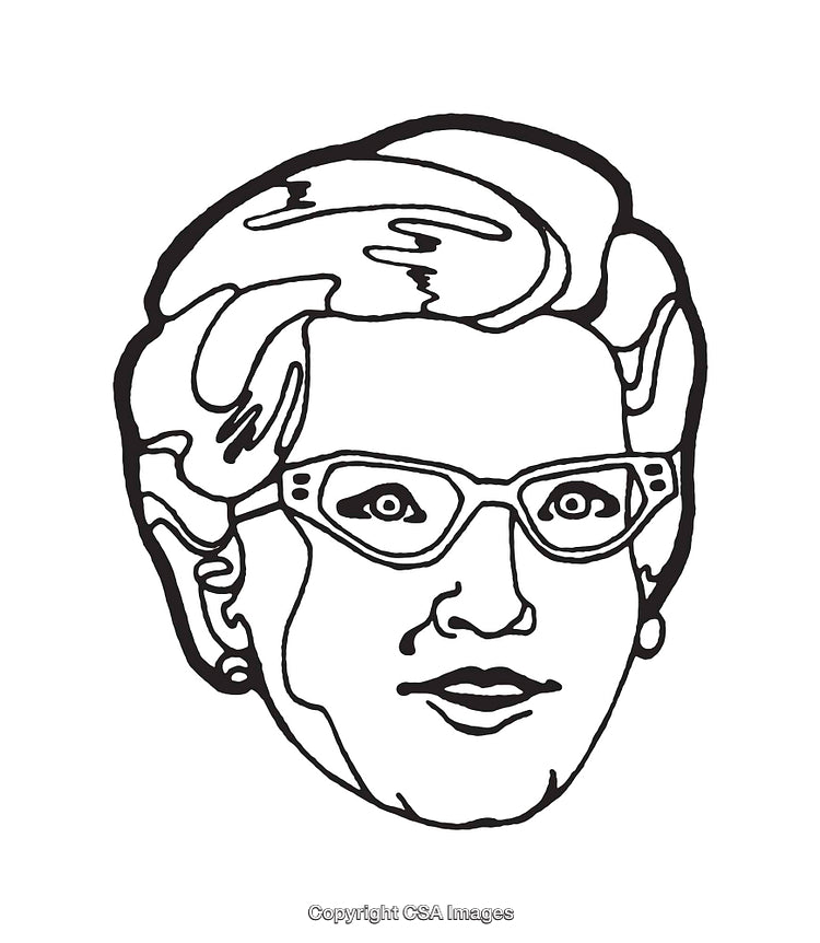 Black and White Line Art of a Face with Glasses