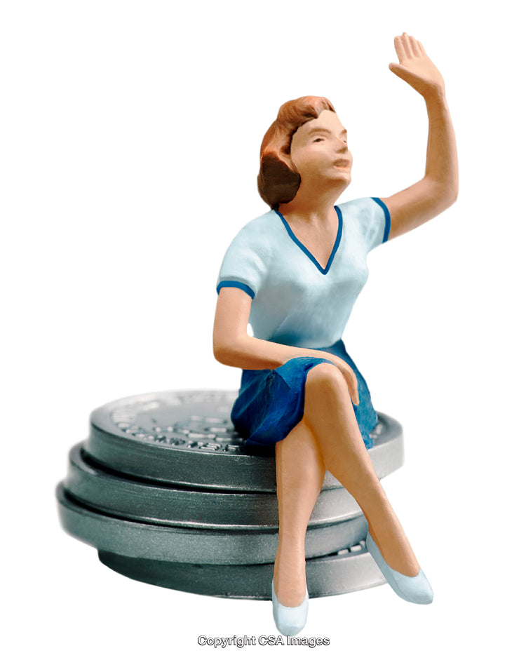 Miniature Woman On Coins Representing Economy and Success