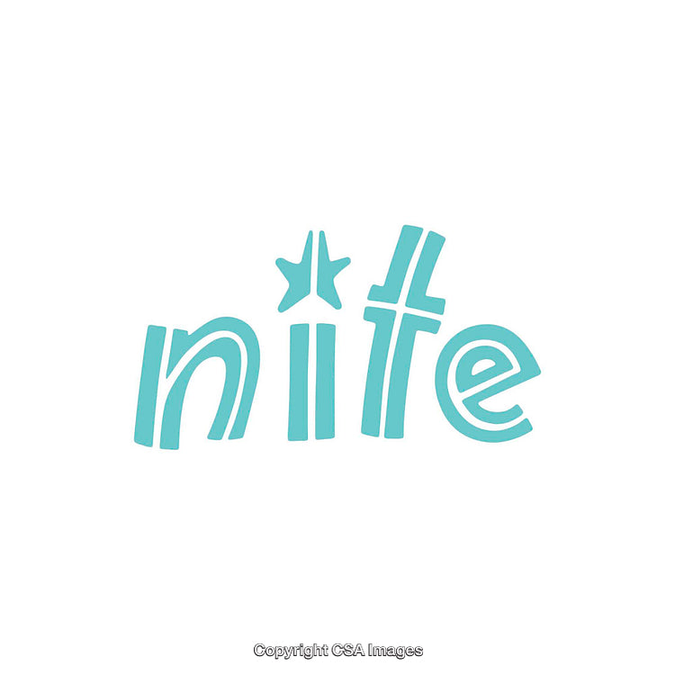 Creative Typography Design Featuring 'Nite' in Blue on White Background