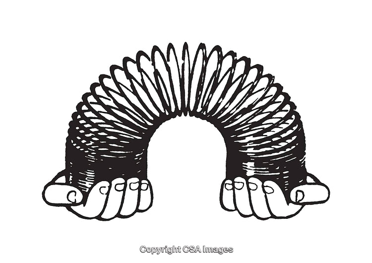 Black And White Illustration of Hands Holding a Spring Object Loop
