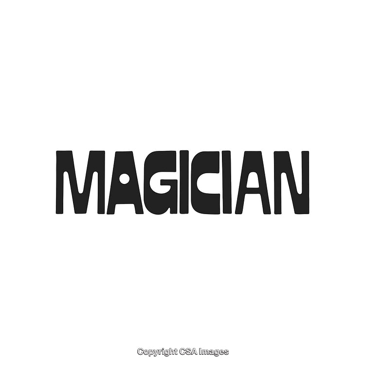 Magician Word Art Illustration with Black Bold Fonts on a White Background