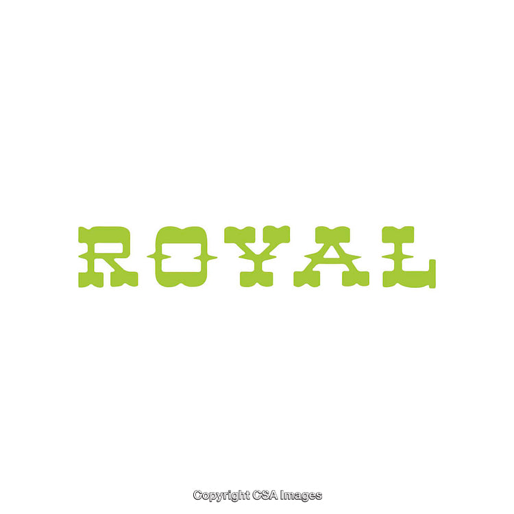 Stylized Typography Design Featuring the Word Royal in Green