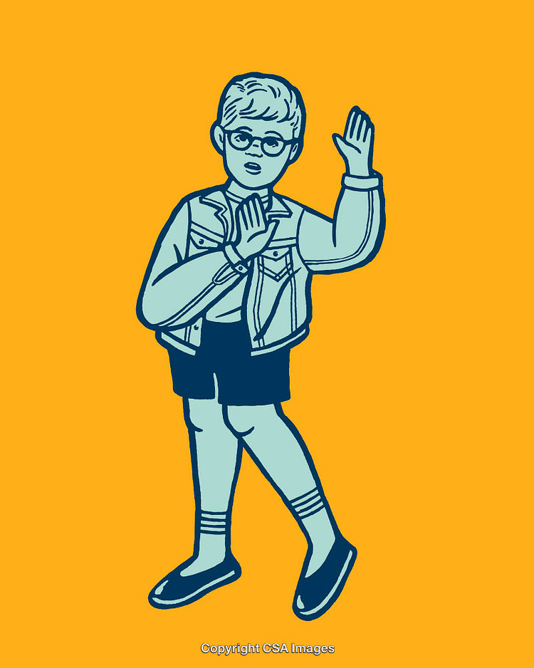 Stylish Line Art of a Person in Casual Outfit on Orange Background