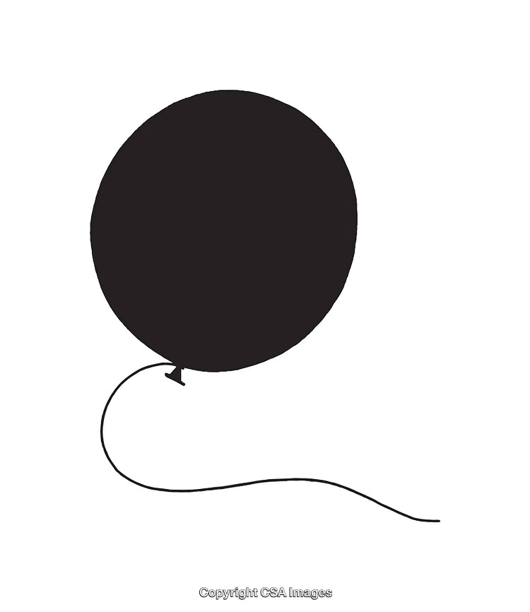 Minimalistic Black Balloon Icon with String on White Background