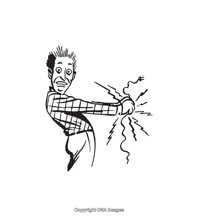 Vintage Style Line Art of a Shocked Character in Black and White