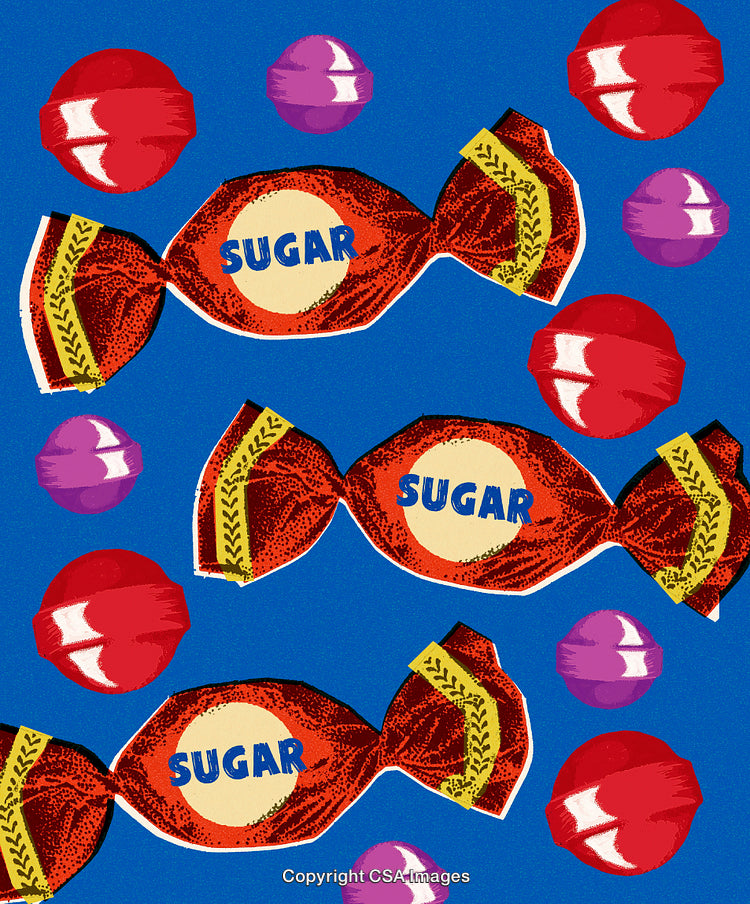 Colorful Candy Wrappers and Sweets Against a Vibrant Blue Background