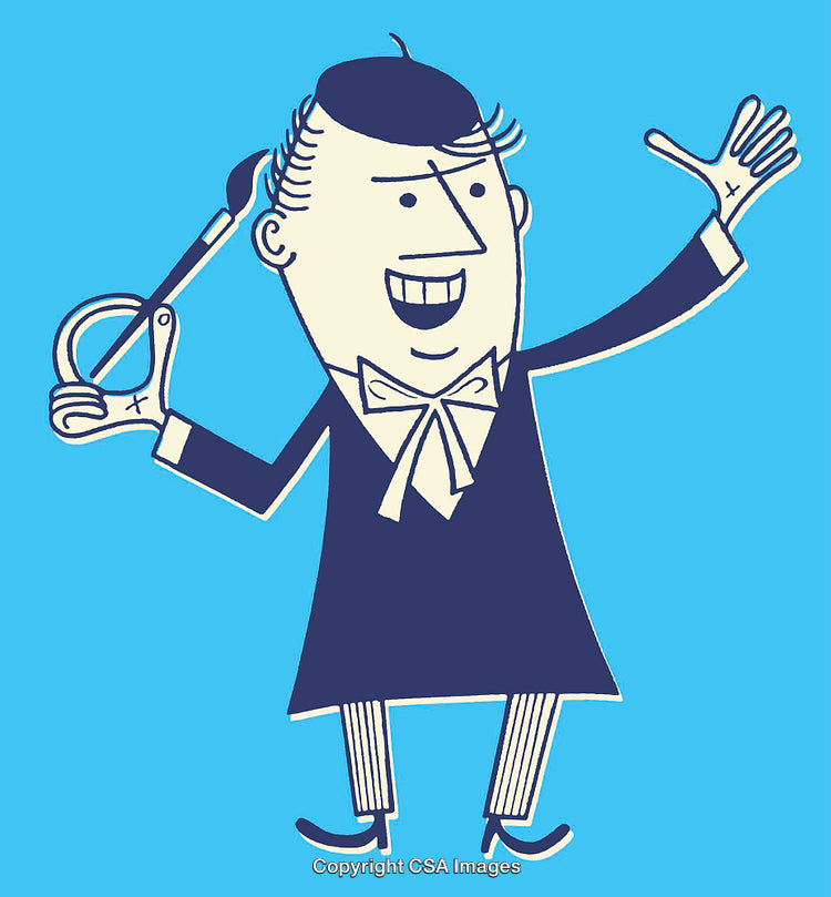 Playful Retro Illustration of a Cheerful Barber Holding Scissors and Comb