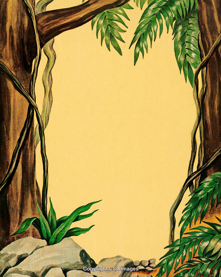 Illustration of a Jungle Border with Tall Trees and Greenery