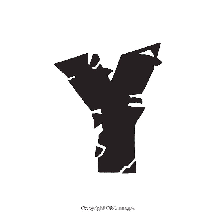 Distressed Black Letter Y on a Clean White Background