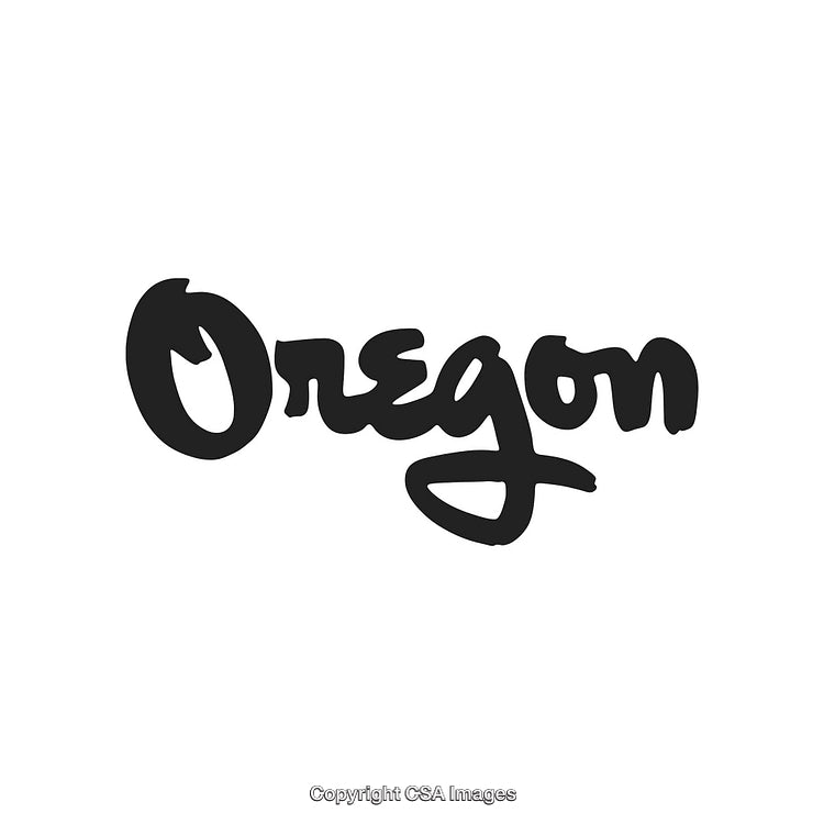 Handwritten Oregon Calligraphy in Black on a Simple White Background