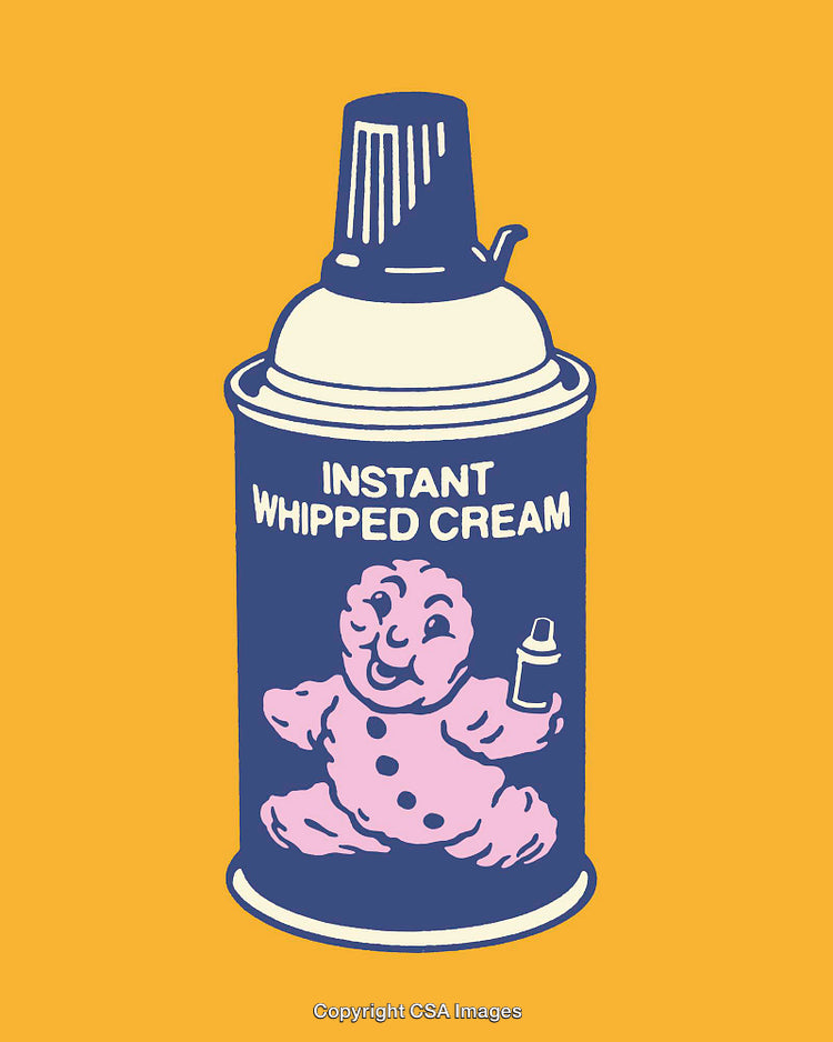 Vintage Whipped Cream Can Illustration with Playful Cartoon Design