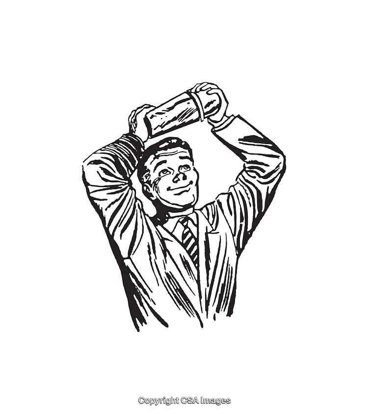 Retro Line Art of a Man Joyfully Shaking a Cocktail Shaker