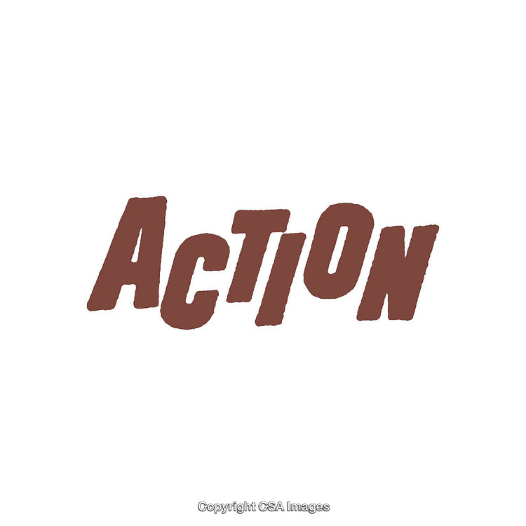 Dynamic Bold Text Depicting the Word Action in Brown Letters