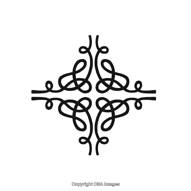 Ornate Black and White Decorative Design with Symmetrical Patterns