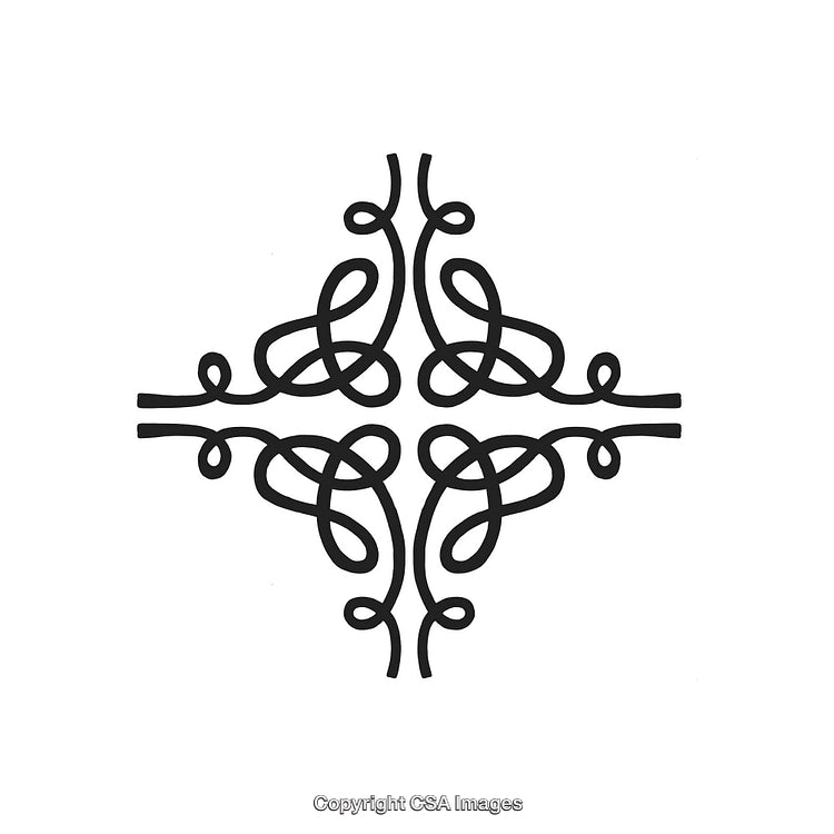 Ornate Black and White Decorative Design with Symmetrical Patterns