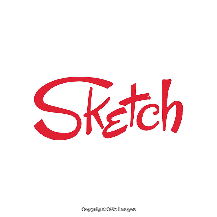 Red Stylized Sketch Text Logo on White Background