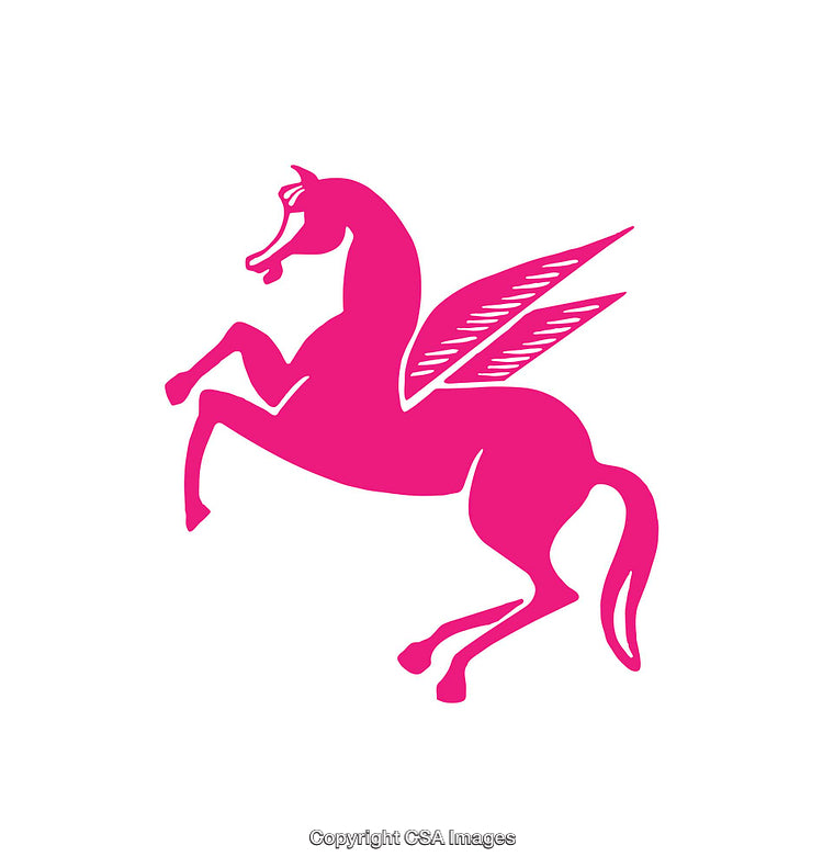 Pink Flying Horse Icon with Clean Silhouette on White Background
