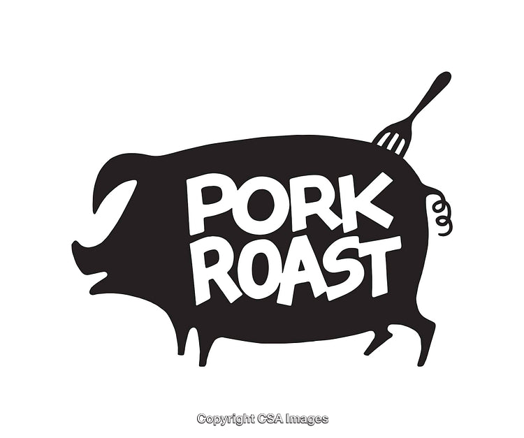 Black and White Silhouette Art of a Pork Roast Logo