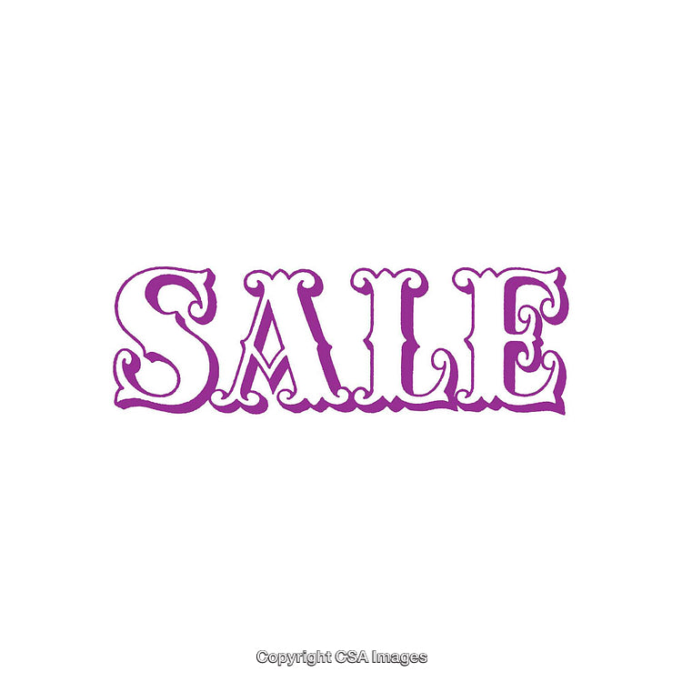 Purple Vintage Script Sale Text on White Background
