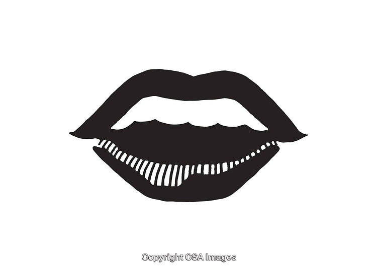 Minimalistic Black and White Lip Icon with Unique Style