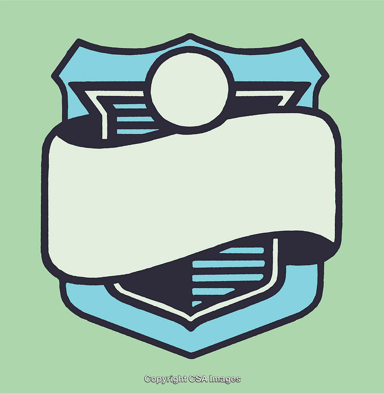 Blank Badge with Decorative Banner and Green Background Illustration