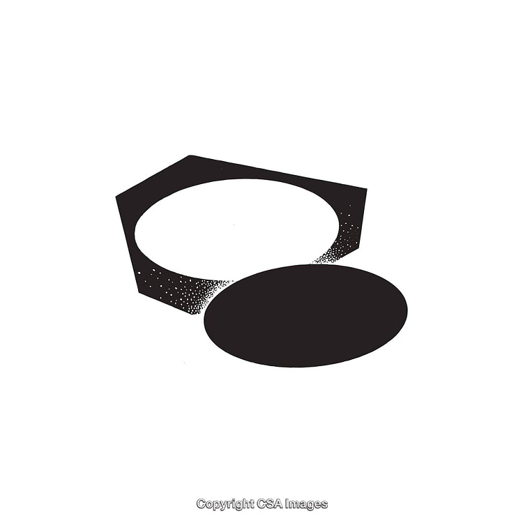 Abstract Black and White Geometric Dingbat Illustration with Circles and Hexagon