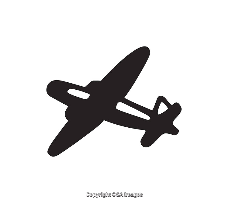 Silhouette of a Classic Airplane in Black and White