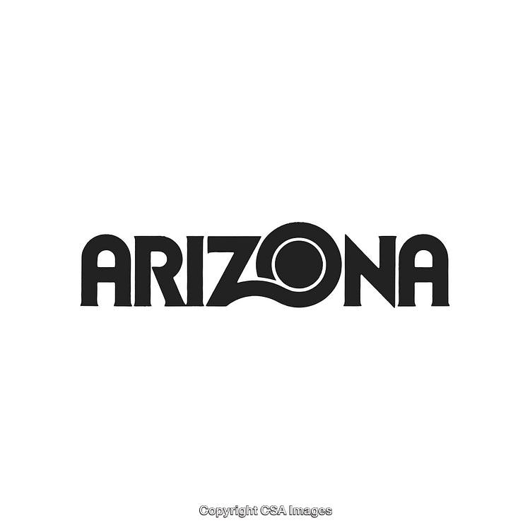 Stylized Arizona Logo Design with Abstract Wave and Circular Elements in Black